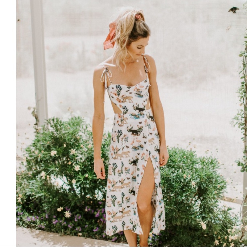 Reformation Animal Print Linen Dress